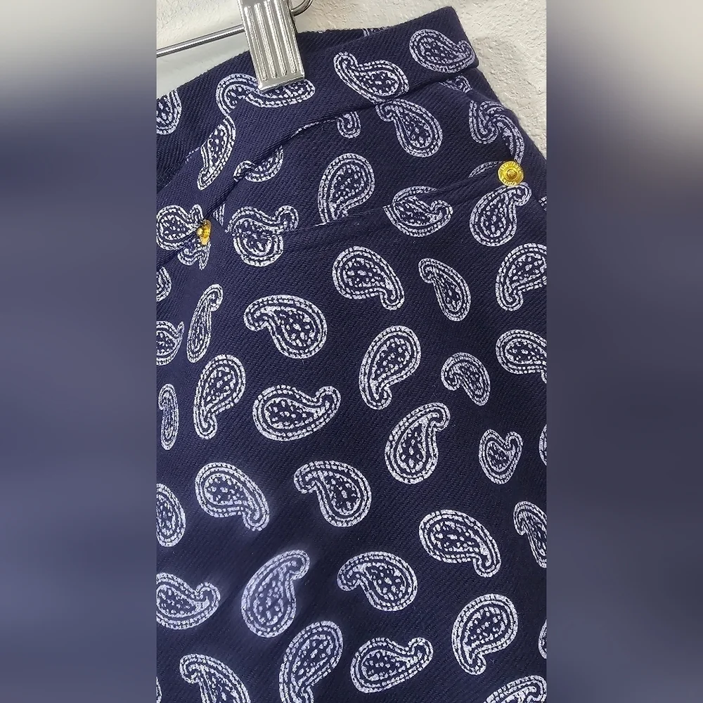 Michael Kors Blue & White Paisley Jeggings Size Large Pockets